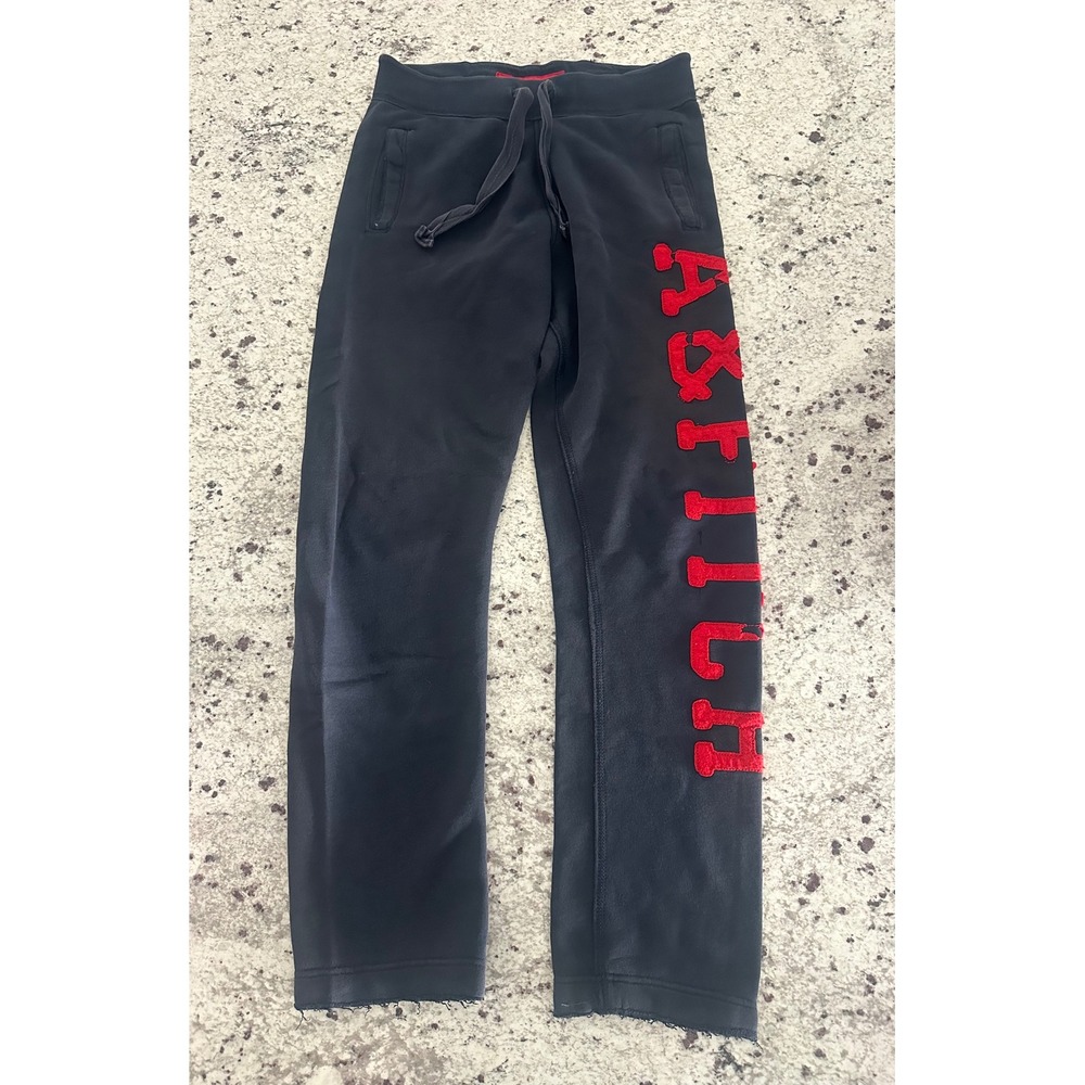 Abercrombie & Fitch Y2K Navy Blue Red Spellout Wide Leg Sweatpants XS
